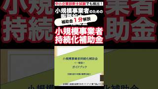 小規模事業者持続化補助金の概要を１分で解説！ #中小企業診断士試験 でも頻出！