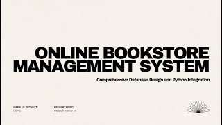 Online Book Store Management | DBMS Project | Python | Oracle SQL