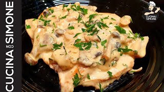 Petto di Pollo Panna e Funghi.  Il pollo preferito dai bambini.