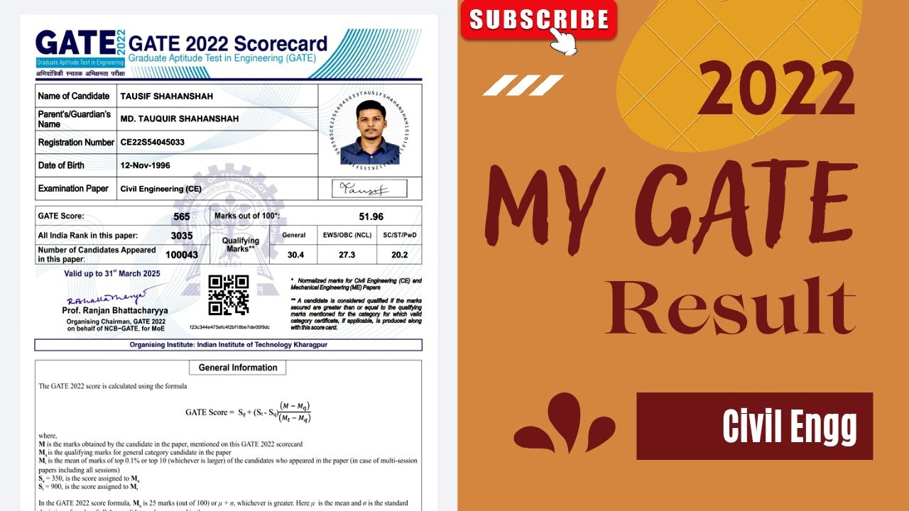 My Gate 2022 Result Civil Engineering Youtube