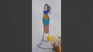 Beautiful colours glitter dress #art #satisfying #creative #drawing #youtubeshorts