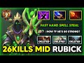 ULTRA FAST HANDS SPELL STEAL MID Rubick 26Kills Aghs Scepter + Kaya & Sange Build 7.37d DOTA 2