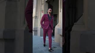 Men's Elegant Burgundy Suit - Perfection for Winter Elegance