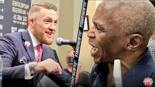 FLOYD MAYWEATHER SR ERUPTS ON CONOR MCGREGOR IN FIRST ENCOUNTER! THROWS PUNCH AS CONOR LAUGHS AT HIM