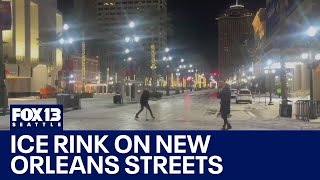 Winter storm turns New Orleans streets into hockey rinks