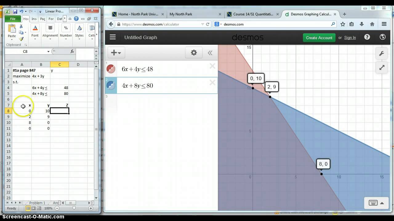 Using Desmos.com To Solve A Linear Program - YouTube