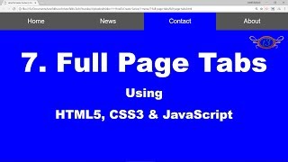 7. Full Page Tabs | Menu | HowToCreate Series | HTML5, CSS3 & JavaScript