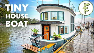 Spectacular Tiny House Boat with The Most STUNNING Interior! Full Tour