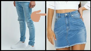 DIY:Convert Old Jeans into skirt|In 10 minutes