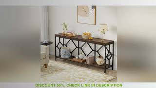 Tribesigns 70.9 Inches Extra Long Sofa Table, 2-Tier Long Console Table with Storage Shelves Behind