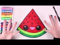 🍉 aprendemos las frutas 🍒 dibuja y colorea una sandÍa kawaii