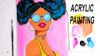 Acrylic Painting for Beginners | Good Vibes | Easy Painting (black girl)