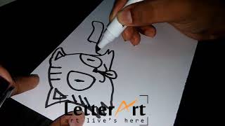 Easy ! How to Art a cat form the word cat Wordtoons..LetterArt