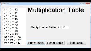 Visual Basic.Net Do Until Loop Multiplication Times Table