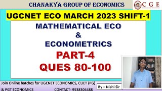 PART-4 MATHEMATICAL ECO & ECONOMETRICS , UGCNET ECONOMICS 2023 ,S-1 QP SOLVED| BY Nishi Sir