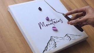 Acrylic painting on canvas/ Easy Mountain painting #cloud #stars #technique #aesthetic #purple #sky