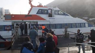 Boarding the boat in windstorm in Stromboli