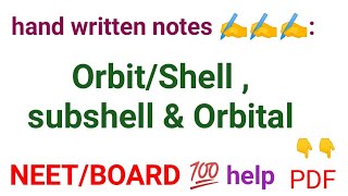 orbit/shell, subshell \u0026 Orbital