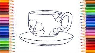 Easy Cup Plate Drawing ll How to Draw Cup Plate for Beginners Step By Step ll