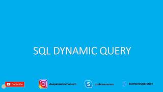 SQL Dynamic Query | Parameter Based Query in Tamil