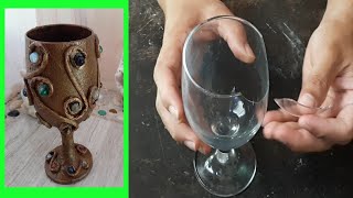 Repurpose broken wine glass/ DIY antique goblet!!