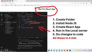 How to create React app in visual studio code and run it for beginners | Create your first react app