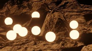 Orbs with boids on terrian a blender video
