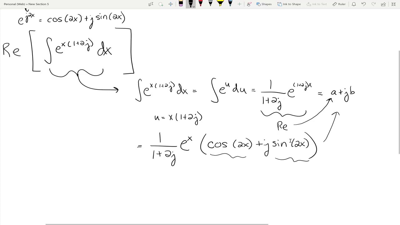 Integral With Complex Exponentials Example 1 Youtube