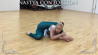 Yoga girl, gymnastic challenge with lessons on stretching for flexibility and splits. contortion