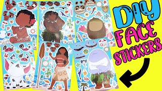 Moana 2 Movie DIY Silly Face Stickers with Maui and Sister Dolls