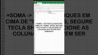 APLICAR a função SOMA no EXCEL de forma SIMPLES! Aprenda de maneira simples e rápida! #excel #shorts