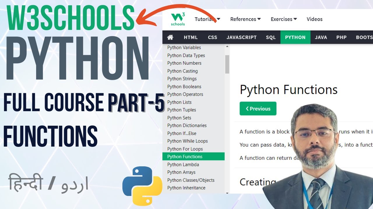 W3Schools Python Full Course In (Hindi/Urdu) | Functions In Python ...