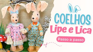 COELHOS LIPE E LICA PARA PÁSCOA - Passo a passo completo de artesanato