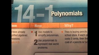 Pre-Algebra lesson 14-1 Polynomials