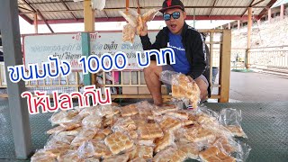 ซื้อขนมปัง 1000 บาท  ให้ปลากิน!! | ทำบุญวันแม่