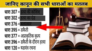 जानें कानून की सभी धाराओं का मतलब . जानें किस अपराध के लिए कौन सी धारा लगाई जाती है ?