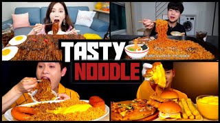 Most Korean Fire Noodles Ever Eaten (x15 Packs)   🍜 #newvideo #mukbang #noodle #bargarhbazar