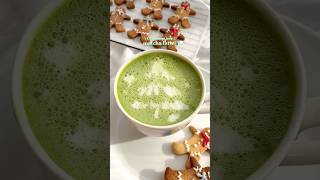 【 簡単ラテアート？】 抹茶ラテにクリスマスツリーを誕生させてみた🎄💭　tree matcha latte