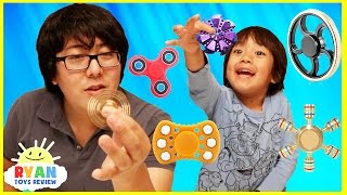 FIDGET SPINNER CHALLENGE and Amazing Spinners tricks with Ryan ToysReview