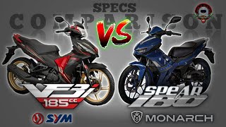 SYM VF3i 185 vs MONARCH SPEAR 180 SPECS COMPARISON