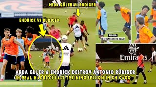 ARDA GÜLER \u0026 ENDRICK DESTROY ANTONIO RÜDIGER IN REAL MADRID'S LAST TRAINING SESSION IN CHICAGO