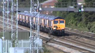 NEW GBRF 66'S 66753 Pulling 66757 66758 66765 66759 66760 66762  66761 66764 66763 passing East Usk