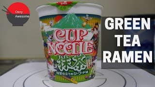 Green Tea Ramen!! New Cup Noodle Flavor by Nissin! 抹茶ラーメン食べてみた！≪字幕付き≫