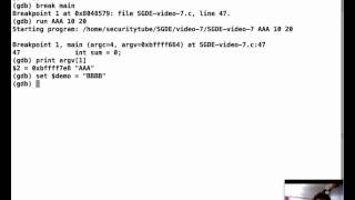 SecurityTube GNU Debugger Expert: Part 7: Gdb Convenience Variables And Calling Routines