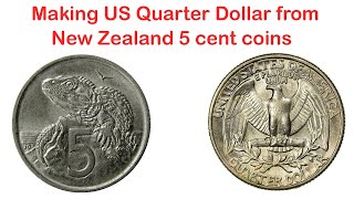 Sand casting a huge oversize US quarter dollar out of old New Zealand coins