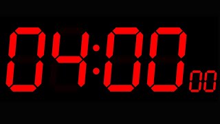 4 Minute Countdown Timer ( Big Digit Red Color, Black Background ) /240 Second Countdown Timer
