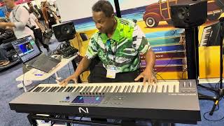 Kris Nicholson at the Q Arts Virtual instruments booth at Namm ￼ 2025 Video 1