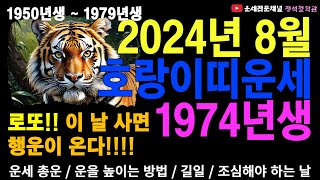 1974년생 8월운세 2024년 8월 호랑이띠운세 대공개! 이것만 알면 인생이 바뀝니다