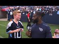 England's Braydon Bent Meets Marcus Mariota