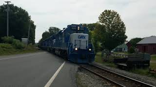 GATX Vermont Railway detour train northbound coming through Cornish New Hampshire